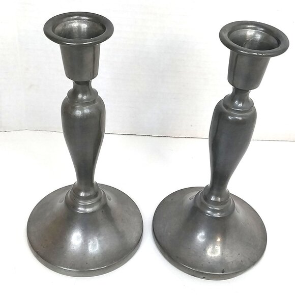 Pair Of Preisner Pewter Candlesticks Taper Candle Holders Vintage 6" - Picture 3 of 11